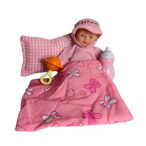 Infant 8" Baby Doll Complete Care Set Toy Princess Pink With Adorable Accessorie